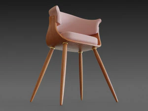wooden chair with a pillow 3D Model