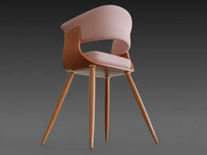wooden chair with a pillow 3D Model