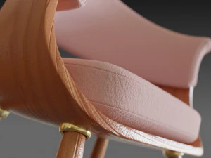wooden chair with a pillow 3D Model