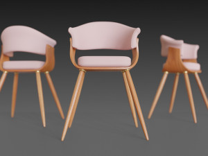 wooden chair with a pillow 3Dモデル