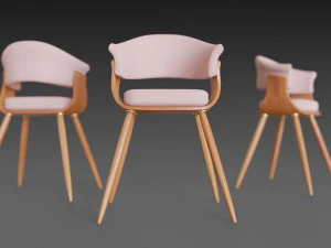 wooden chair with a pillow 3D Model