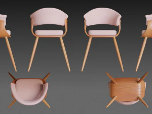 wooden chair with a pillow 3D Model