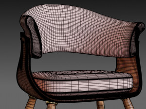 wooden chair with a pillow 3Dモデル
