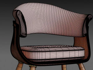 wooden chair with a pillow 3D Model