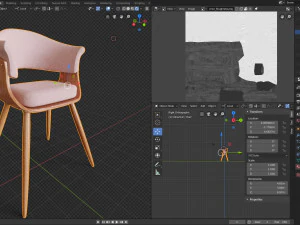 wooden chair with a pillow 3D Model