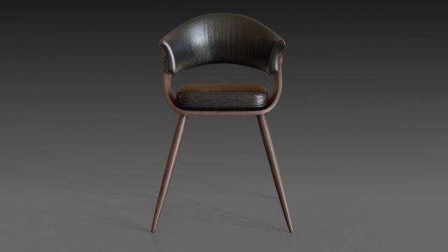 wooden chair with a dark shiny leather Modelo 3D .c4d .max .obj .3ds .fbx .stl .blend 