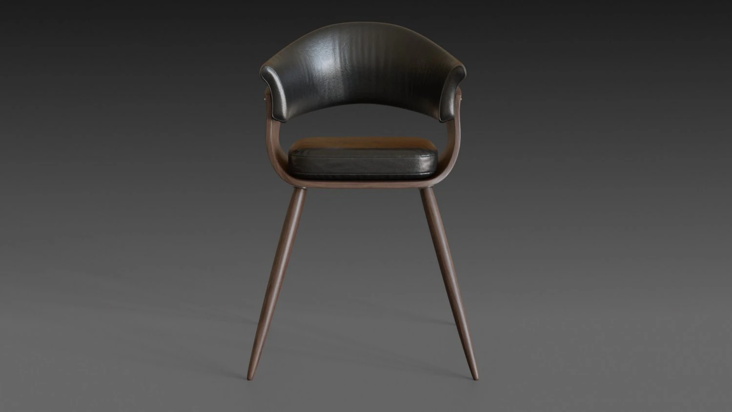 wooden chair with a dark shiny leather 3D Model .c4d .max .obj .3ds .fbx .stl .blend 
