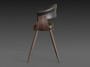 wooden chair with a dark shiny leather Modelo 3D
