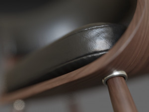 wooden chair with a dark shiny leather Modelo 3D