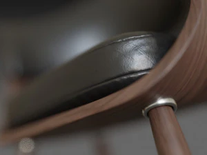 wooden chair with a dark shiny leather 3D Model