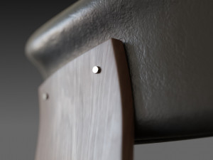 wooden chair with a dark shiny leather Modelo 3D