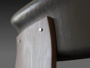 wooden chair with a dark shiny leather 3D Model