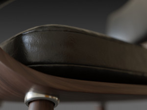 wooden chair with a dark shiny leather Modelo 3D