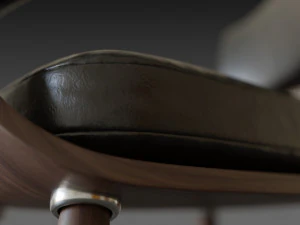wooden chair with a dark shiny leather 3D Model