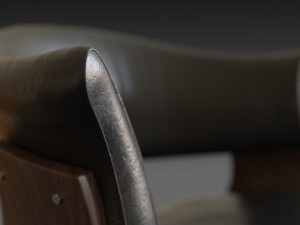 wooden chair with a dark shiny leather Modelo 3D