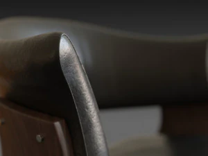 wooden chair with a dark shiny leather 3D Model