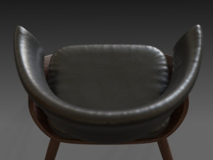 wooden chair with a dark shiny leather Modelo 3D
