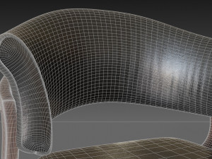 wooden chair with a dark shiny leather Modelo 3D