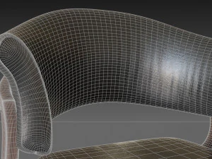 wooden chair with a dark shiny leather 3D Model