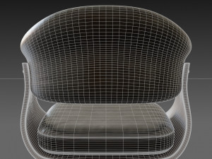 wooden chair with a dark shiny leather Modelo 3D