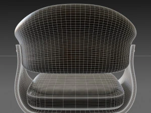 wooden chair with a dark shiny leather 3D Model