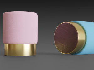 r&oacute;żowe i niebieskie pufy Model 3D