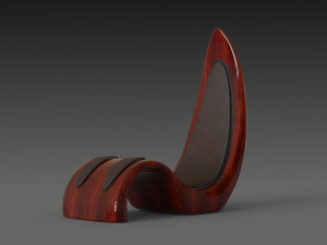 wooden red chair 3D Model