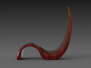 wooden red chair 3D Model
