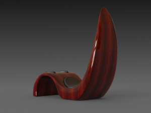 wooden red chair 3D Model