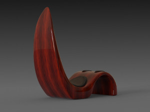 wooden red chair 3D Model