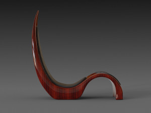 wooden red chair 3D Model