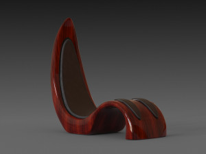 wooden red chair 3D Model