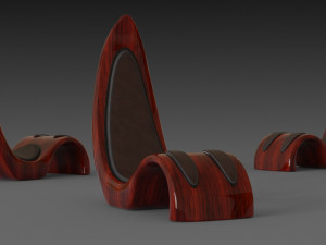 wooden red chair Model 3D