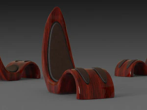 लकड़ी की लाल कुर्सी 3D मॉडल