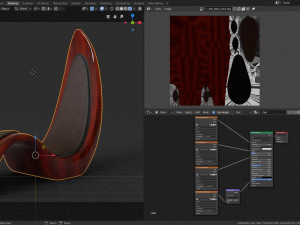 wooden red chair 3D Model