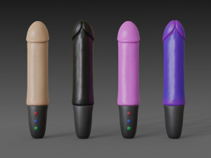 toy vibrator 4 different colors Model 3D