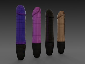 toy vibrator 4 different colors Model 3D