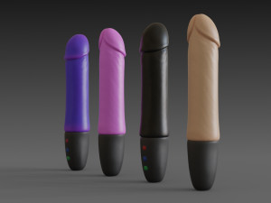 toy vibrator 4 different colors Model 3D