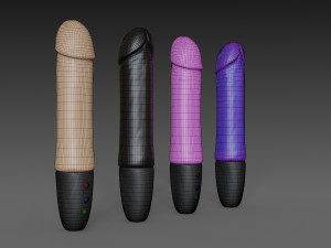 toy vibrator 4 different colors Model 3D