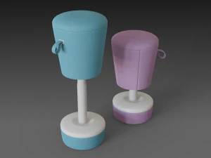 bar stool mickey - height adjustable 3D Model
