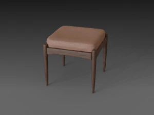 krzesło z brązową sk&oacute;rzaną poduszką Model 3D