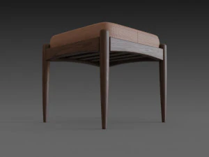 chair with brown leather pillow 3D Model