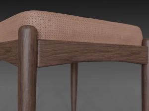 chair with brown leather pillow 3D Model