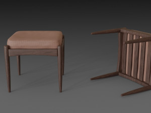 chair with brown leather pillow Modèle 3D