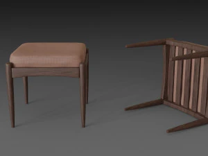 chair with brown leather pillow 3D Model