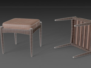 chair with brown leather pillow Modèle 3D