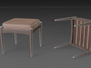 chair with brown leather pillow 3D Model