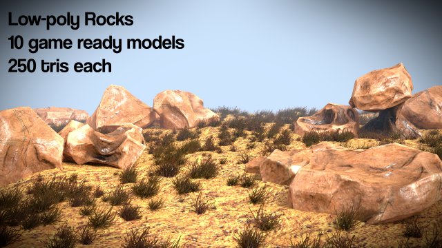 low poly rocks game assets 3D Модель .c4d .max .obj .3ds .fbx .stl .blend 