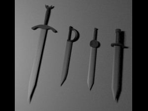 4  medieval swords 3D Model