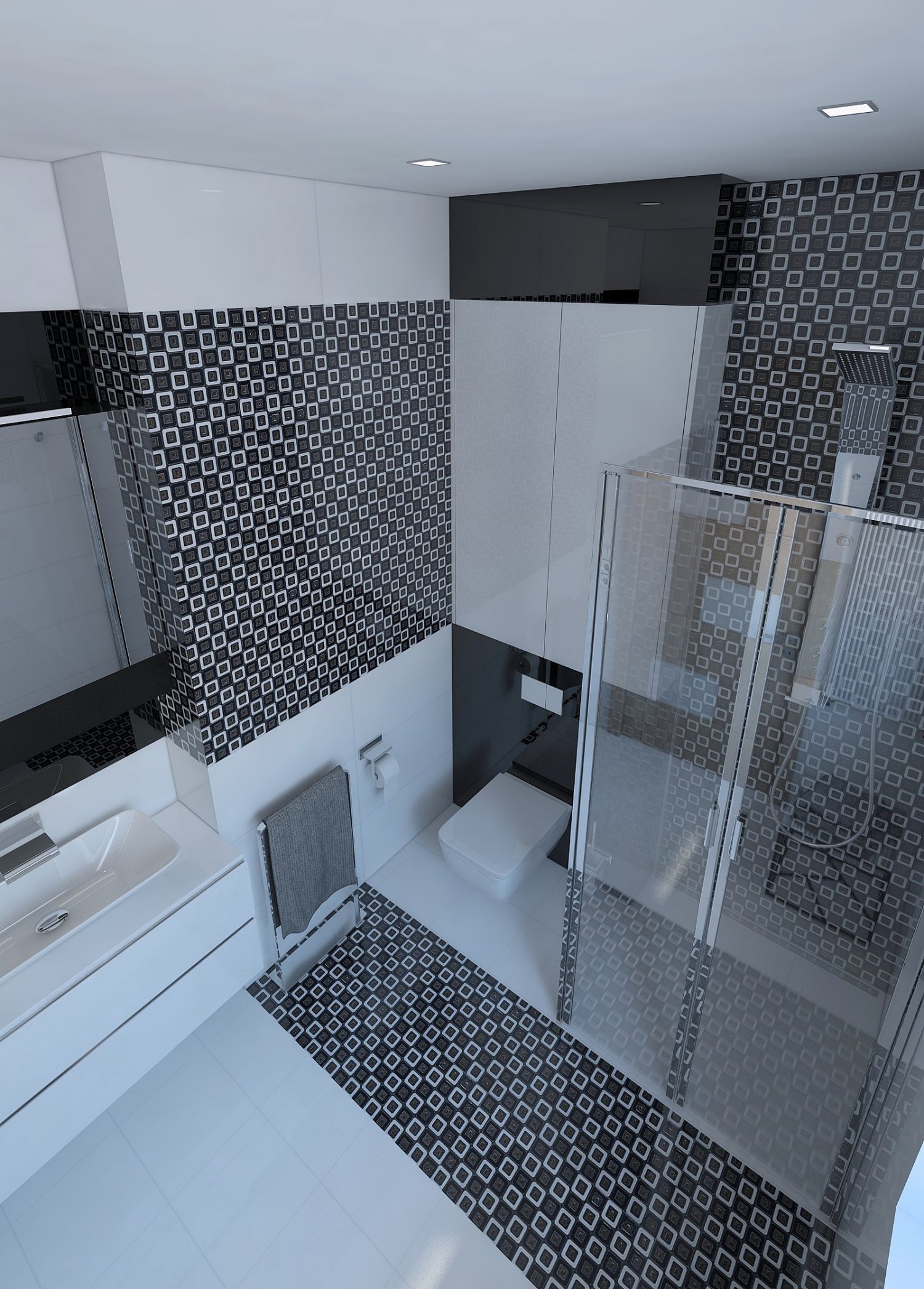 Beautiful Bathroom With Shiny Tiles 3d Model In Bathroom 3dexport